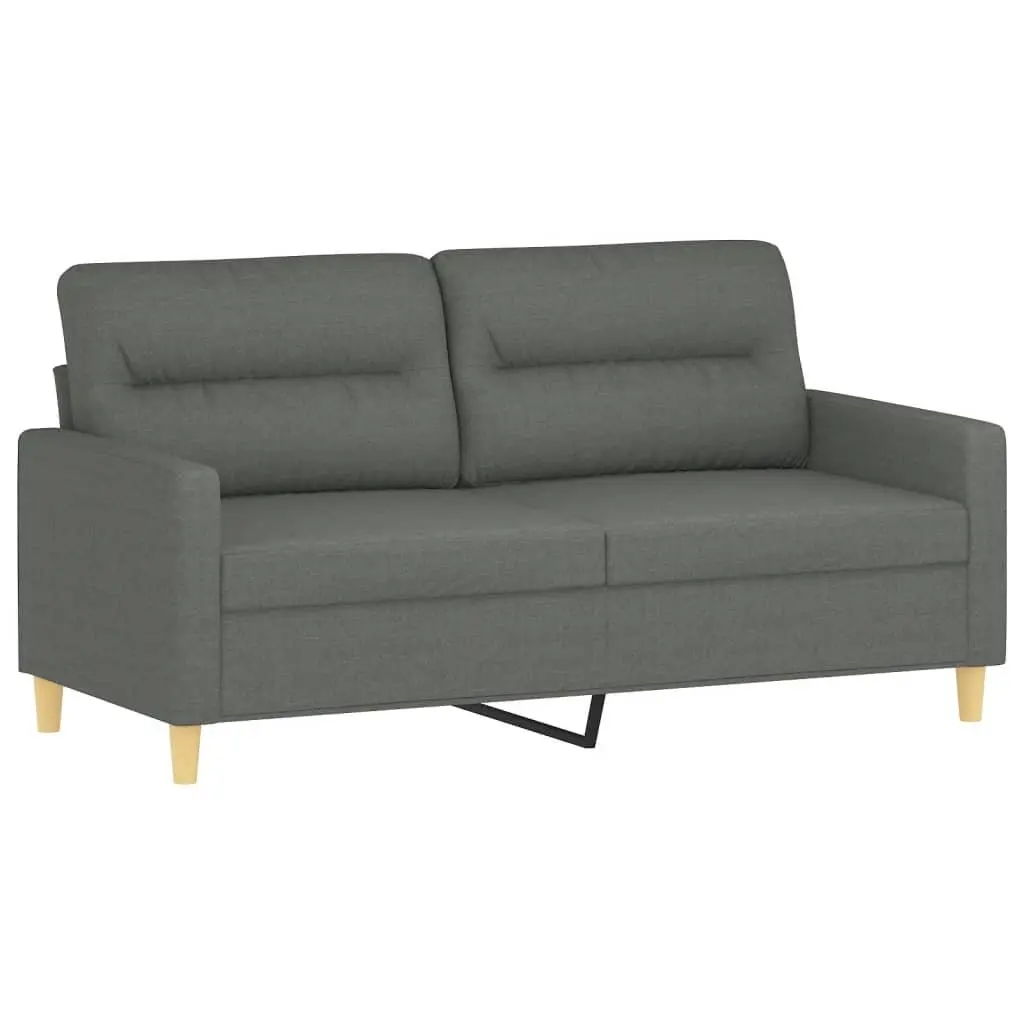 3 Piece Sofa Set Grey Fabric Living Room Couch with Pillows Footstool
