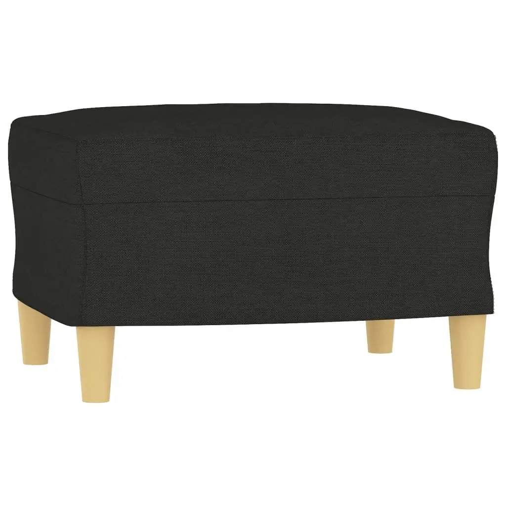 3 Piece Sofa Set Black Fabric Lounge Suite Couch with Pillows Footstool Living