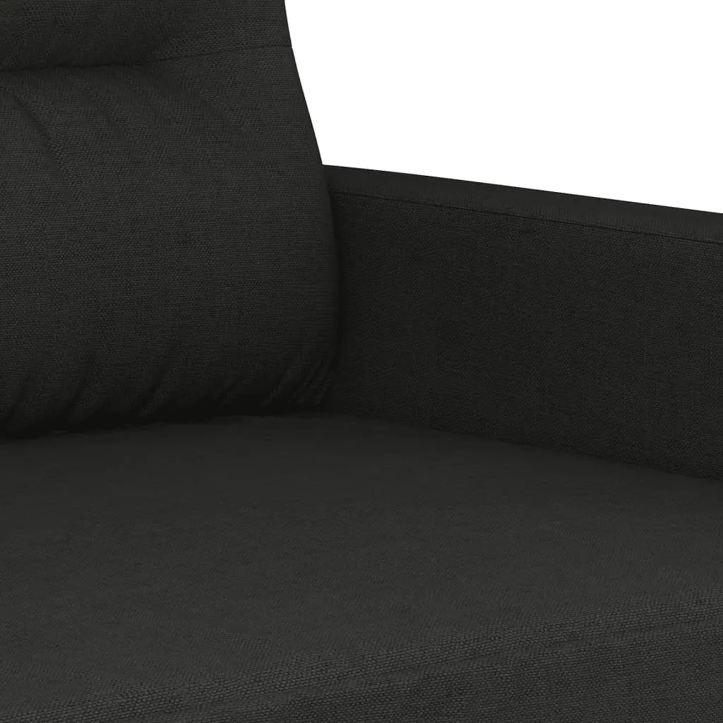 3 Piece Sofa Set Black Fabric Lounge Suite Couch with Pillows Footstool Living