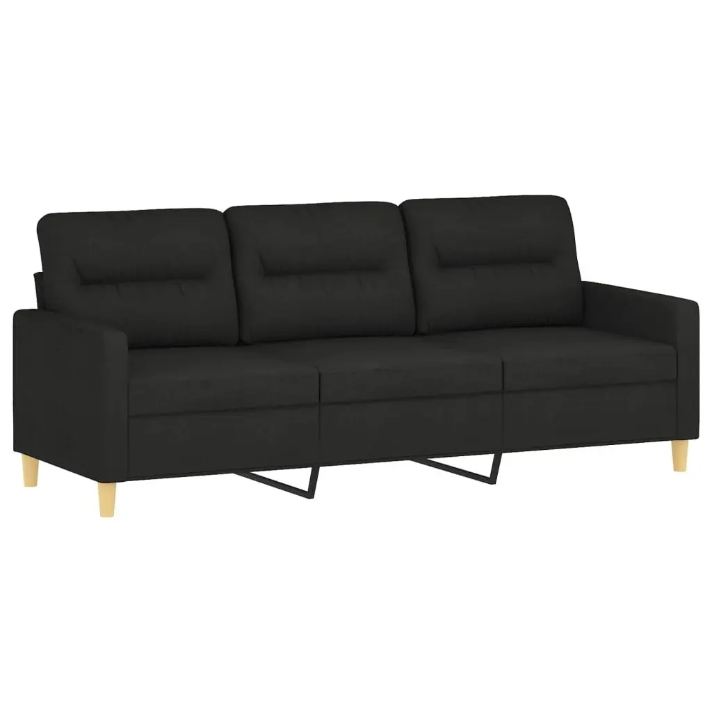 Black Fabric 2 Piece Sofa Set with Cushions Living Room Furniture Seating Suite