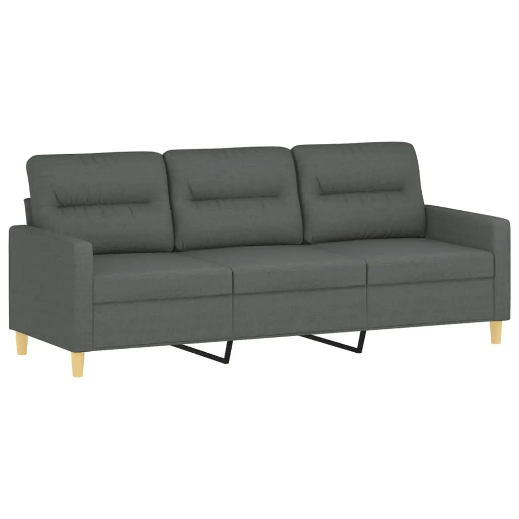 3 Piece Grey Sofa Set with Footstool