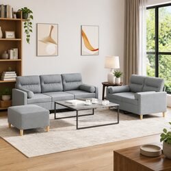 Specifications for Grey 3 Piece Sofa Set with Footstool