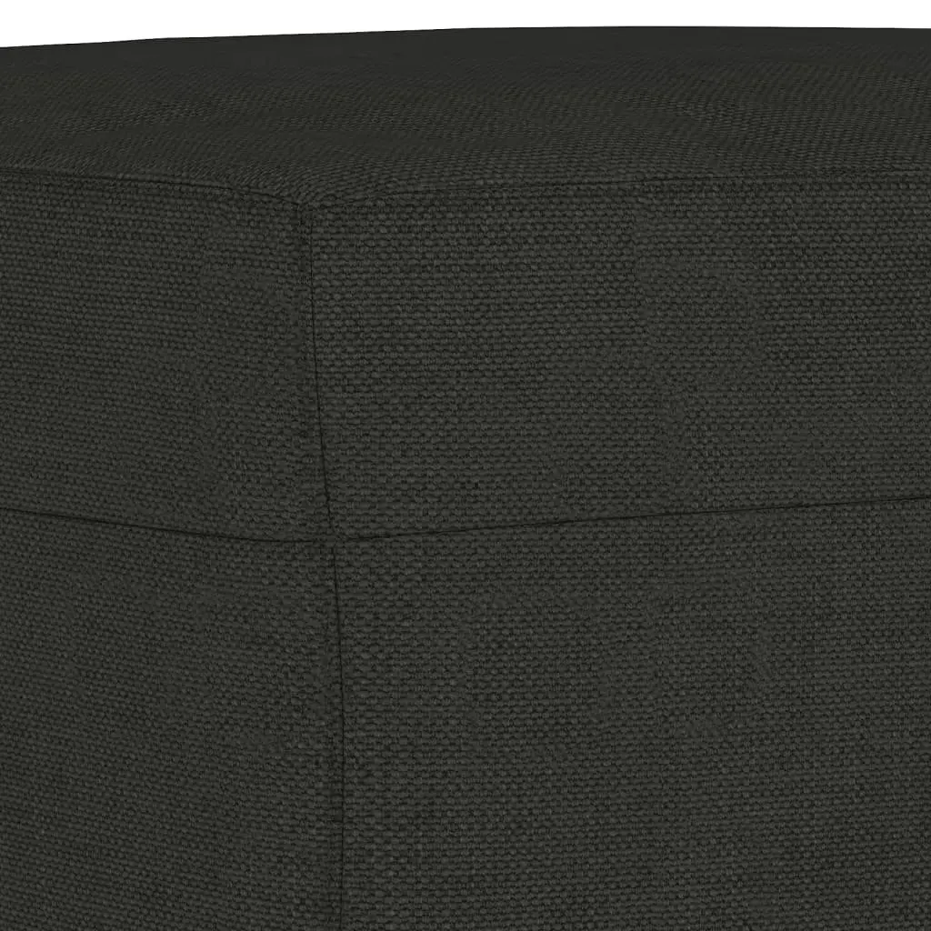 3 Piece Sofa Set with Roll Pillows Footstool Black Fabric Lounge Suite