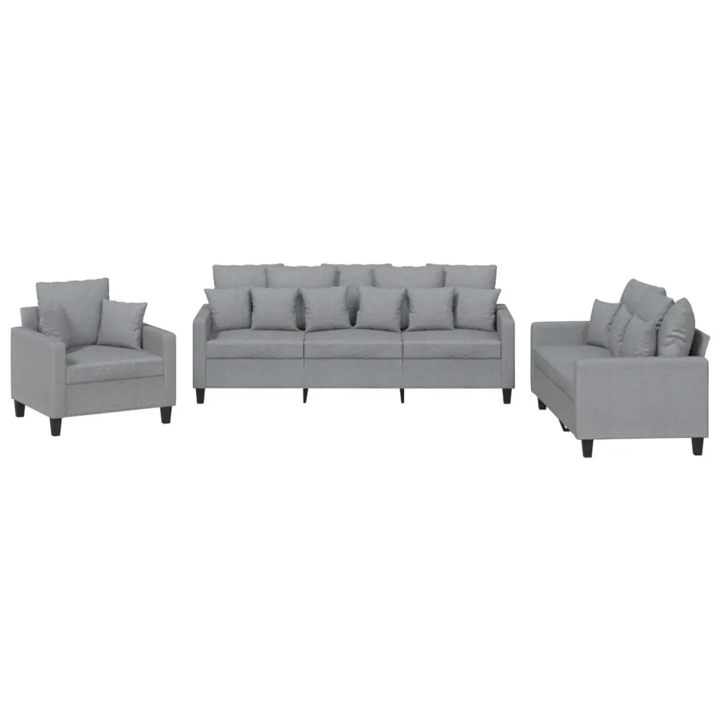 3 Piece Grey Fabric Sofa Set