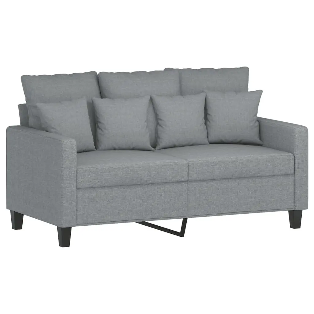 4 Piece Sofa Set for Living Room Grey Fabric Couch with Throw Pillows and Footstool