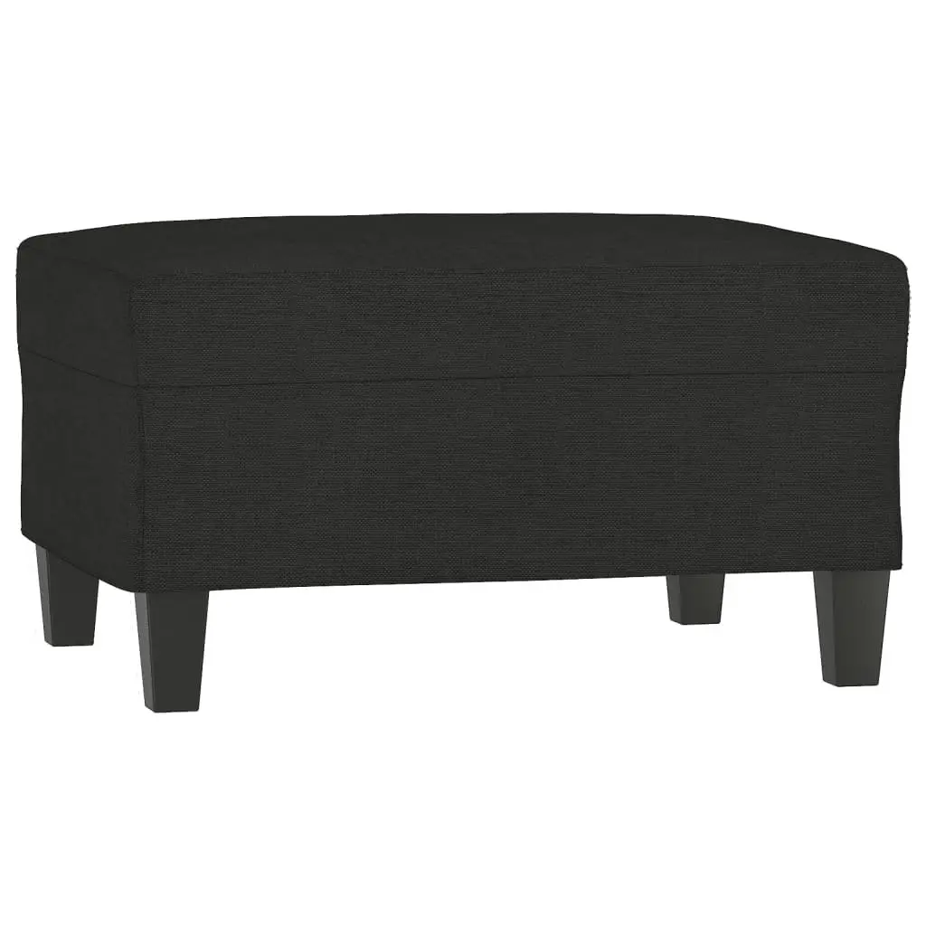4 Piece Sofa Set with Throw Pillows and Footstool Black Fabric Living Room