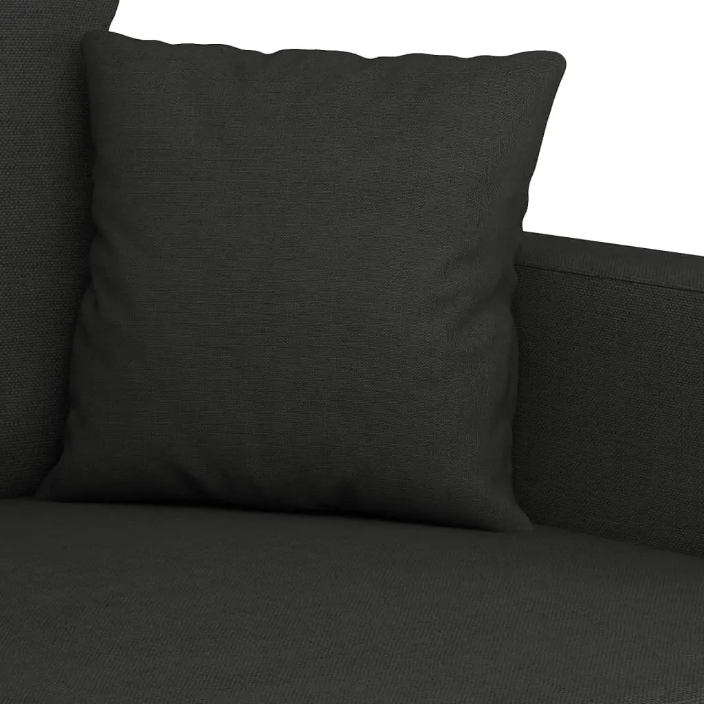 4 Piece Sofa Set with Throw Pillows and Footstool Black Fabric Living Room