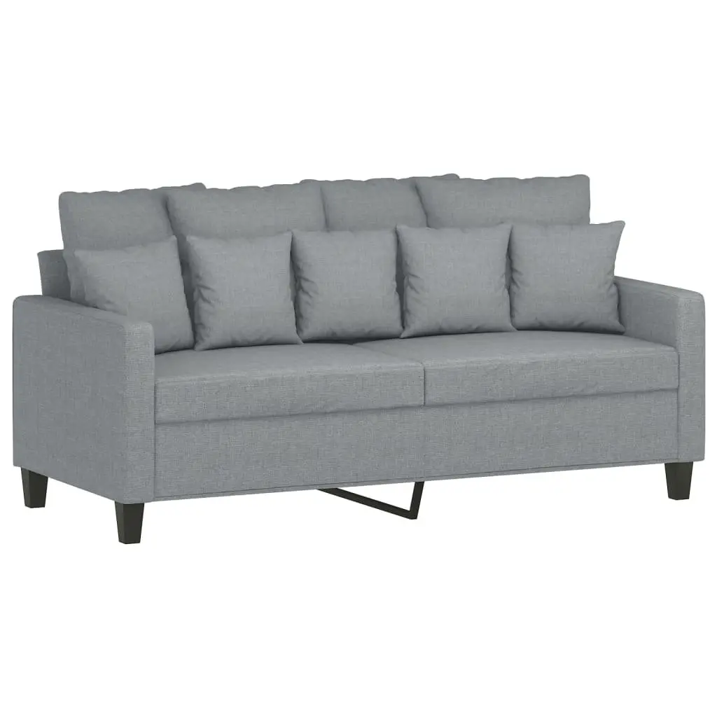 3 Piece Sofa Set Grey Fabric Living Room Size