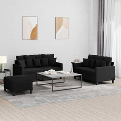 Specifications of 3 Piece Sofa Set in Black Fabric