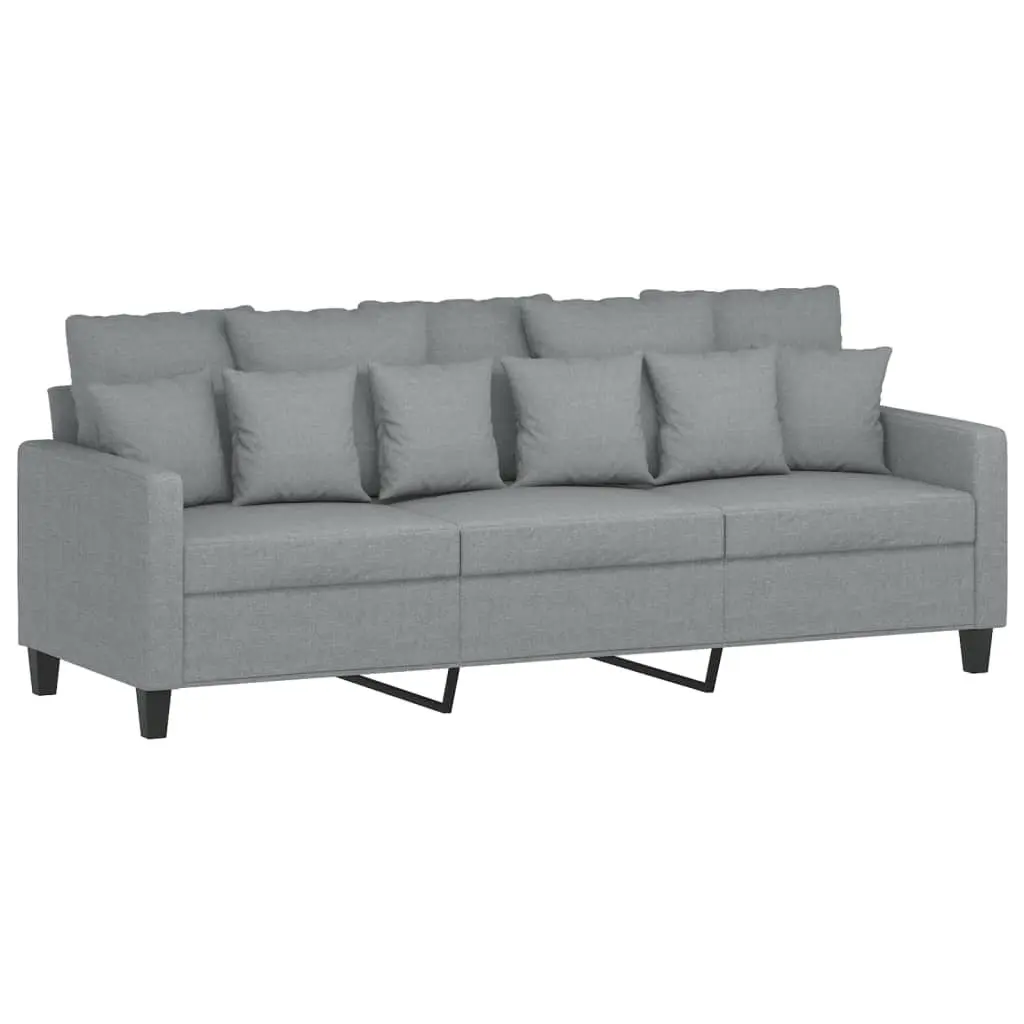 2 Piece Sofa Set for Living Room Grey Fabric Padded Seating