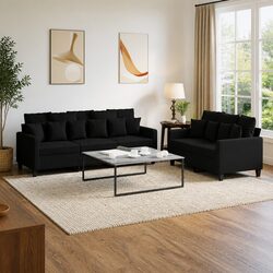 Specifications of the 2 Piece Black Fabric Sofa Set