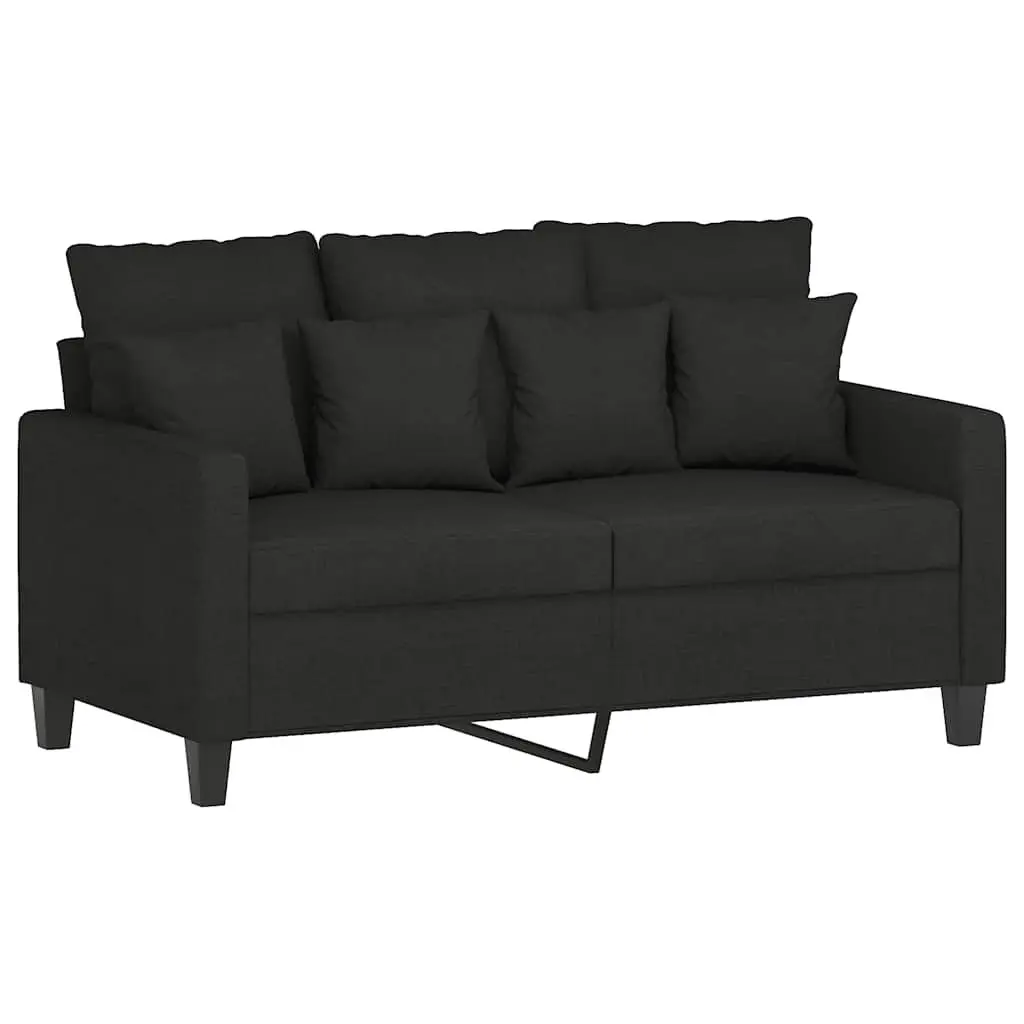2 Piece Sofa Set for Living Room Black Fabric Couch