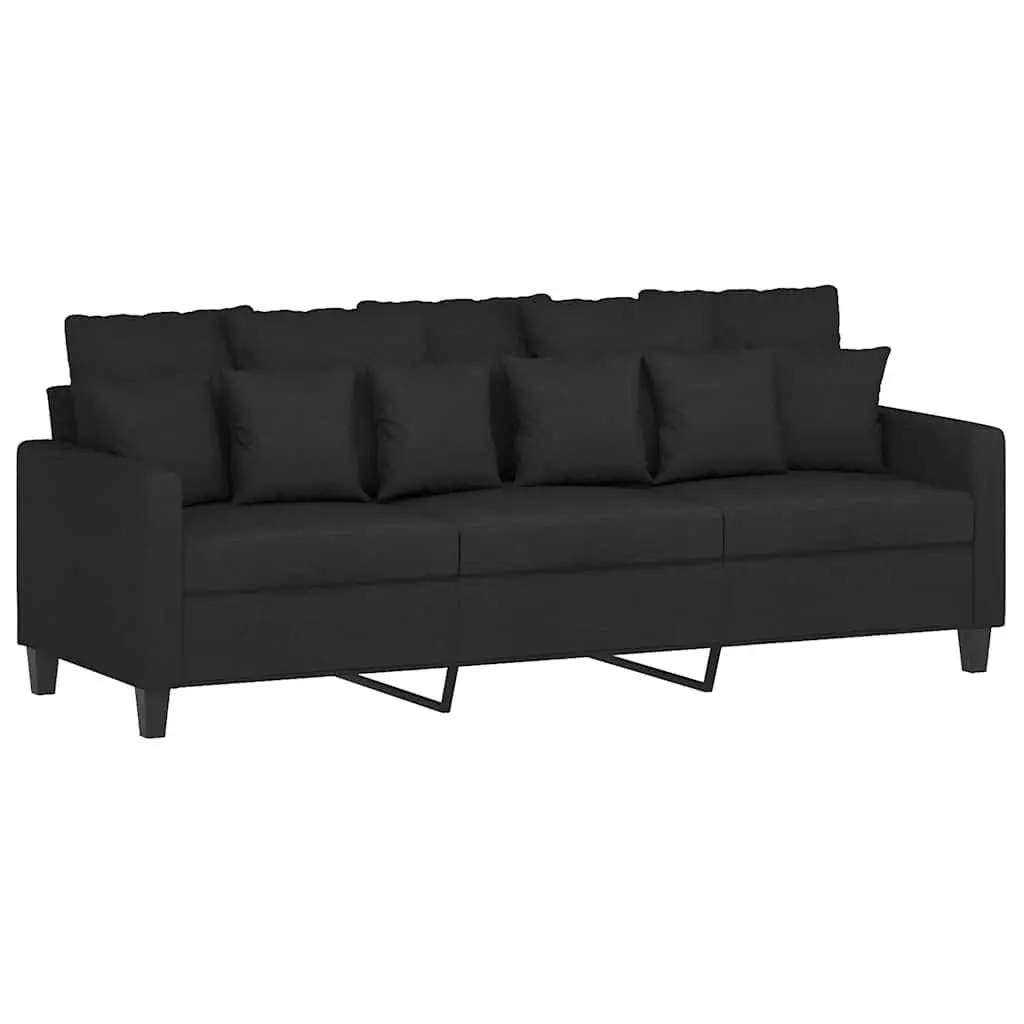 2 Piece Sofa Set for Living Room Black Fabric Couch