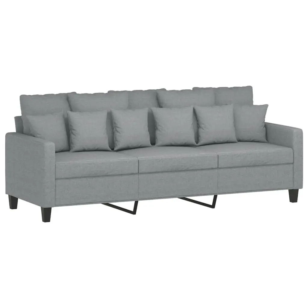 Grey 3 Piece Sofa Set with Footstool