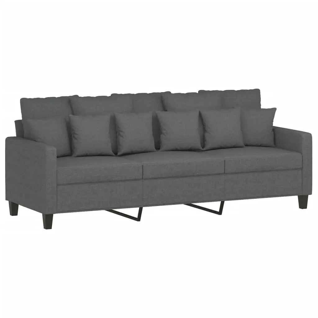 3 Piece Sofa Set with Footstool Grey Fabric Lounge Suite Comfortable Living Room