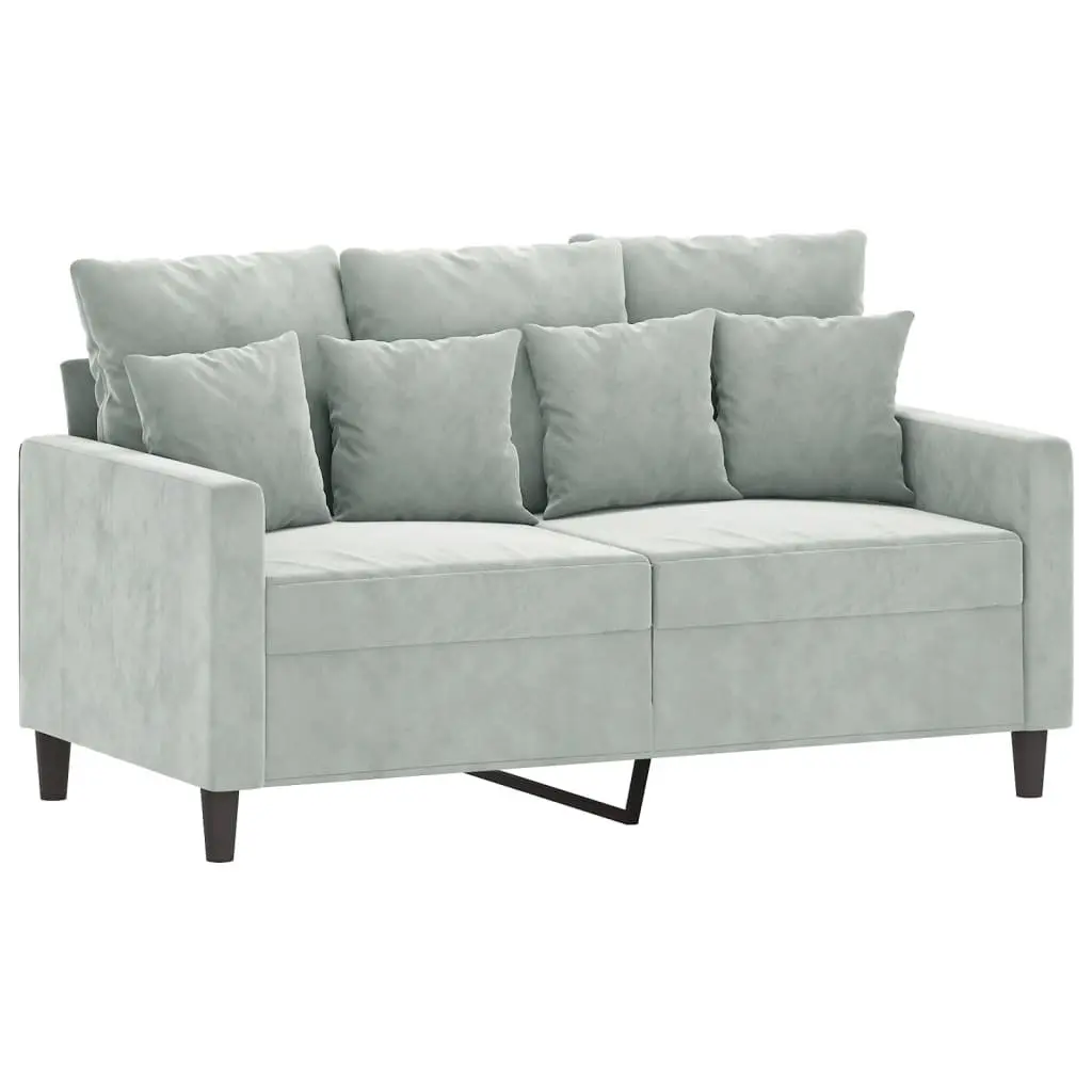 2 Piece Sofa Set Grey Velvet Living Room