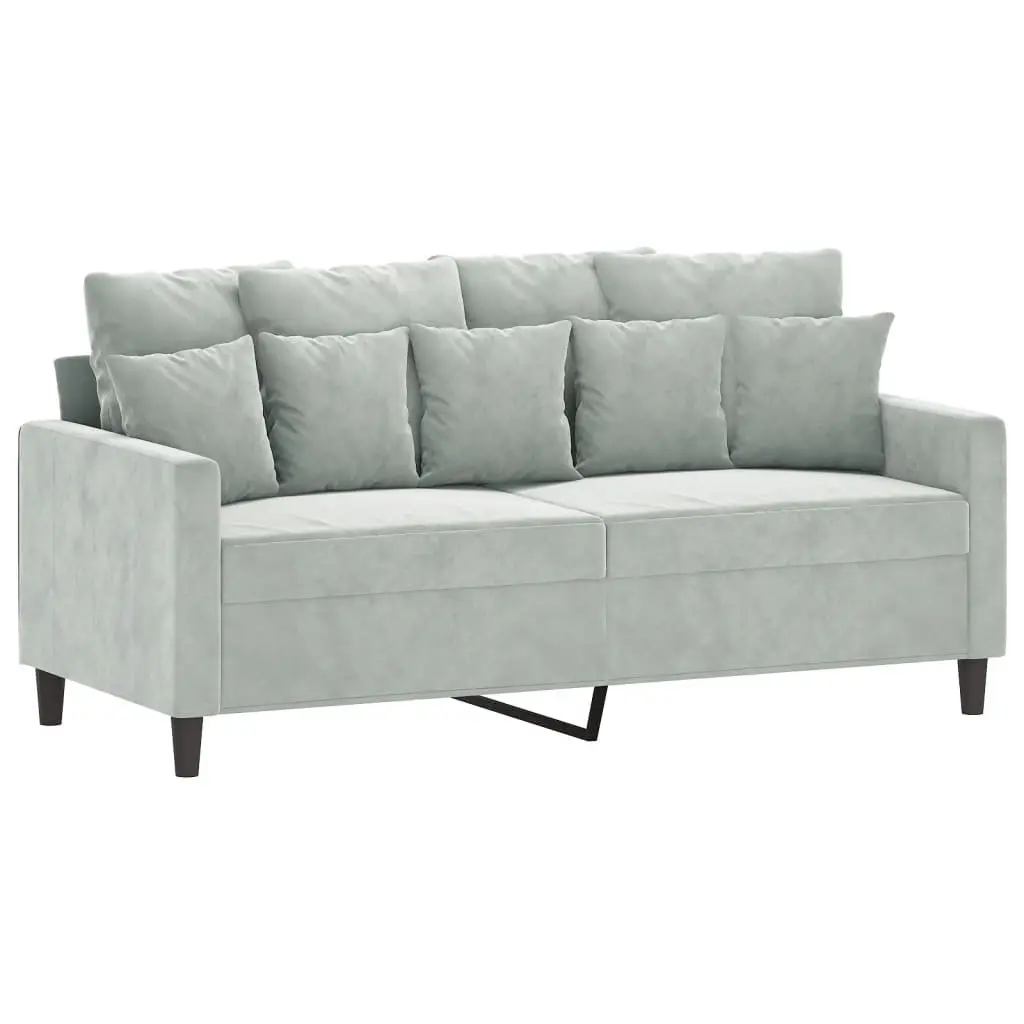 2 Piece Sofa Set Grey Velvet Living Room