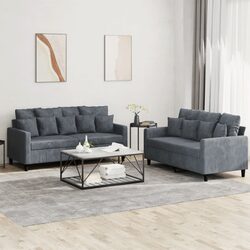 Specifications for 2 Piece Grey Velvet Sofa Set