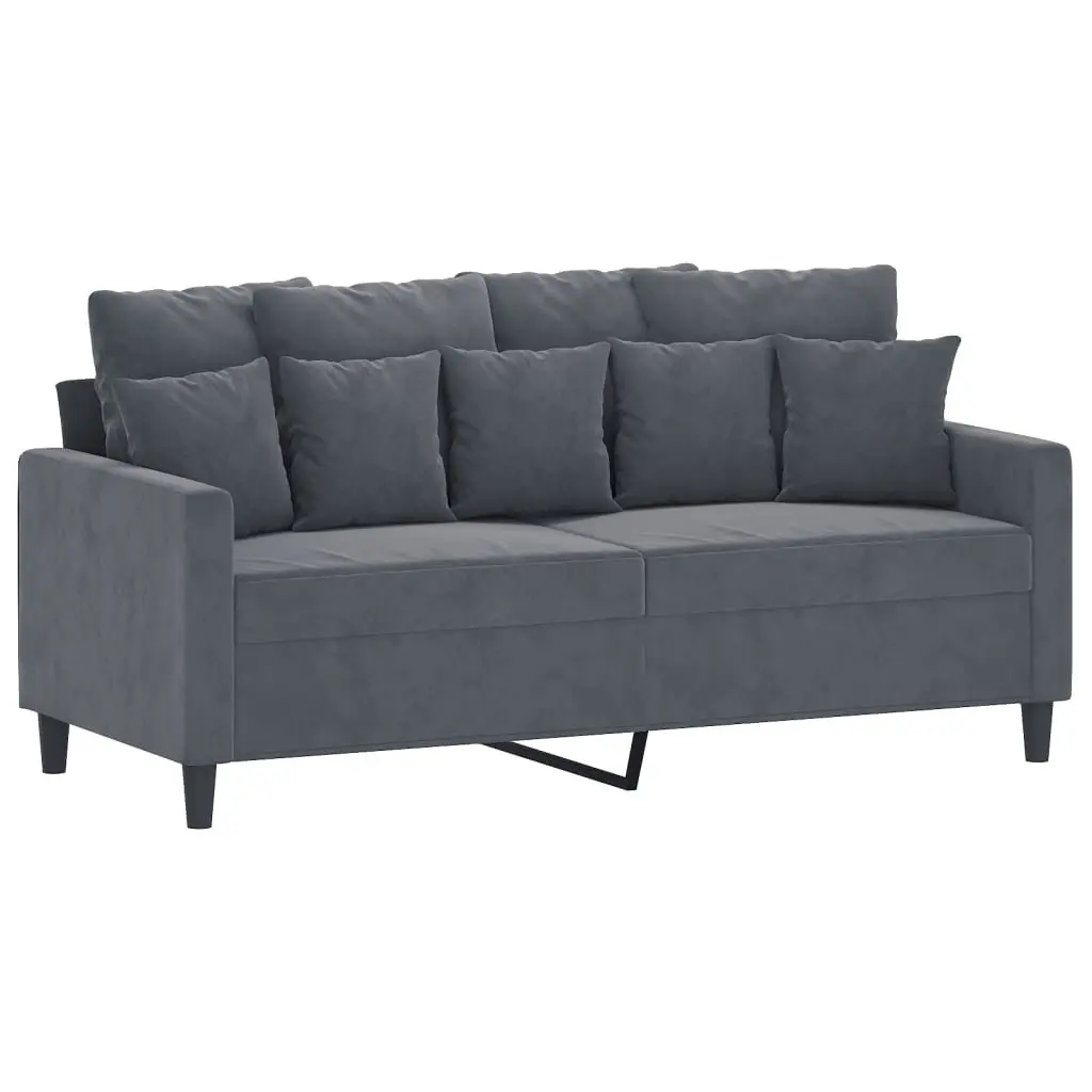 2 Piece Grey Velvet Sofa Set