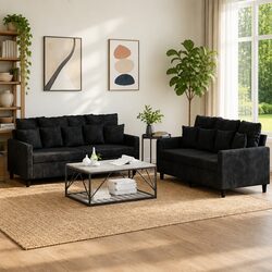 2-Piece Sofa Set Specifications: Velvet, Black, Comfort