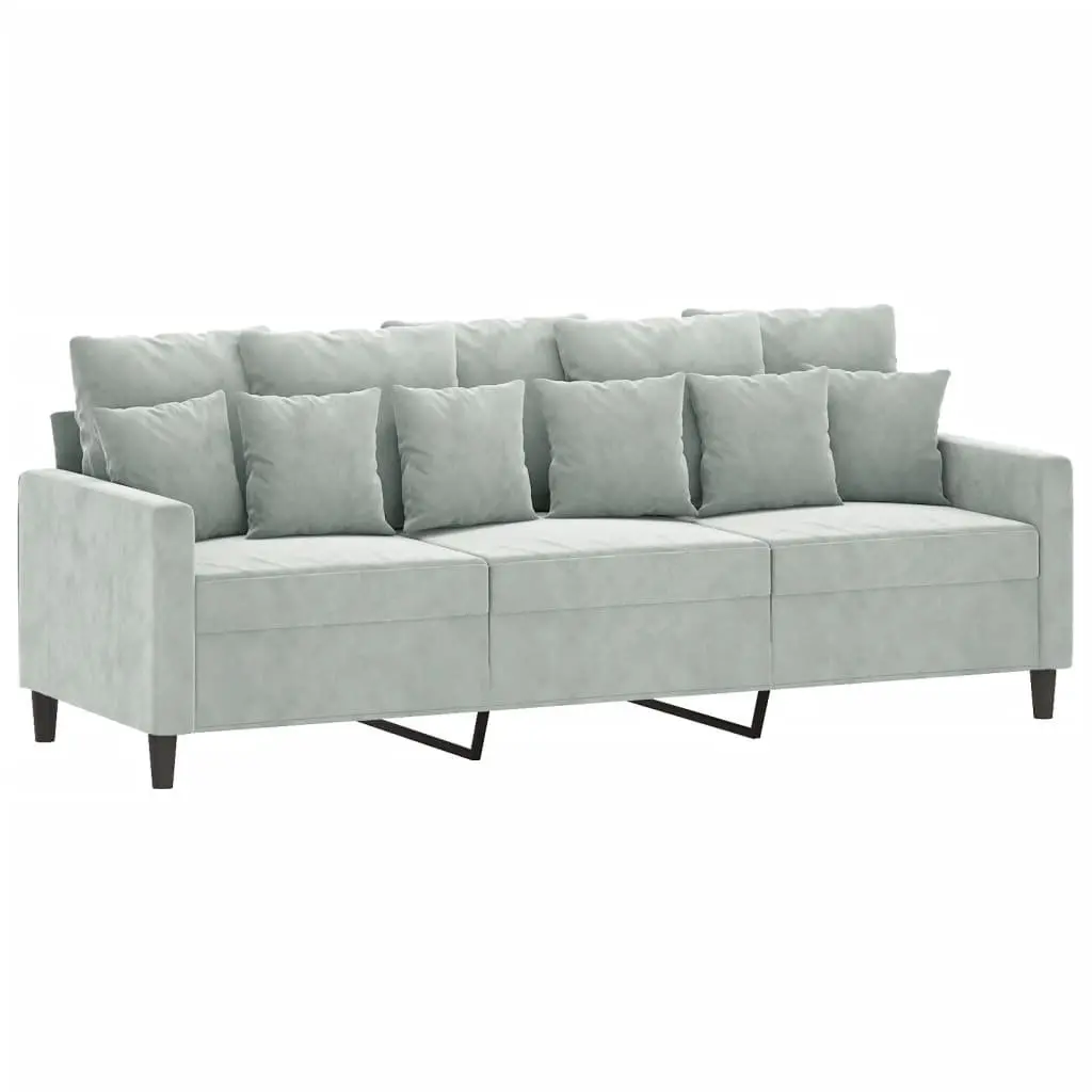 Sofa Set Living Room Grey Velvet 2 Piece