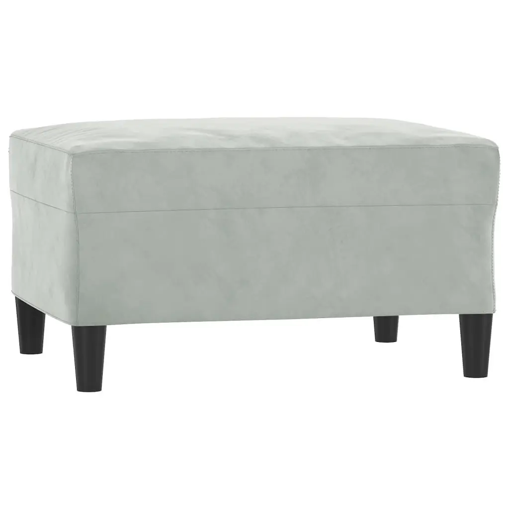 3 Piece Sofa Set Grey Velvet Living Room Couch with Cushions Footstool