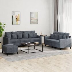 Specifications of the 3-Piece Grey Velvet Sofa Set
