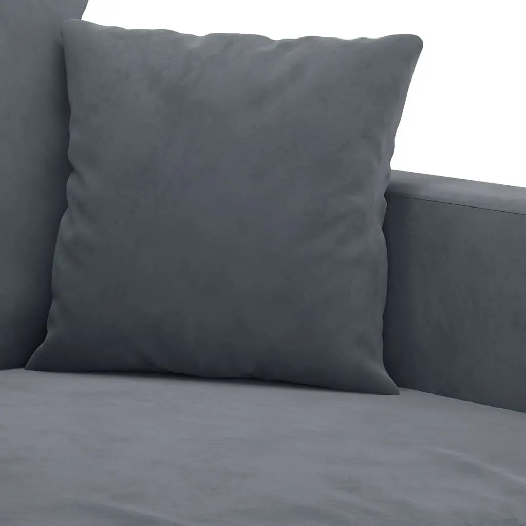3 Piece Sofa Set for Living Room Grey Velvet