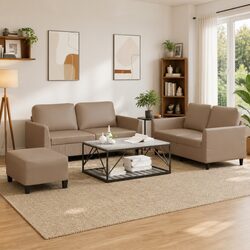 Specifications of the 3 Piece Brown Faux Leather Sofa Set