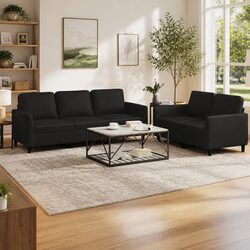 Specifications of Black Faux Leather 2 Piece Sofa Set