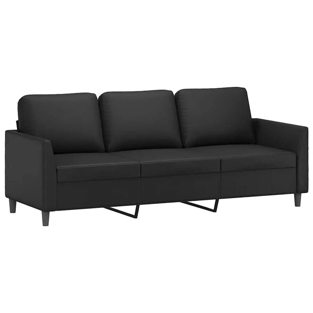2 Piece Sofa Set Black Faux Leather Living Room