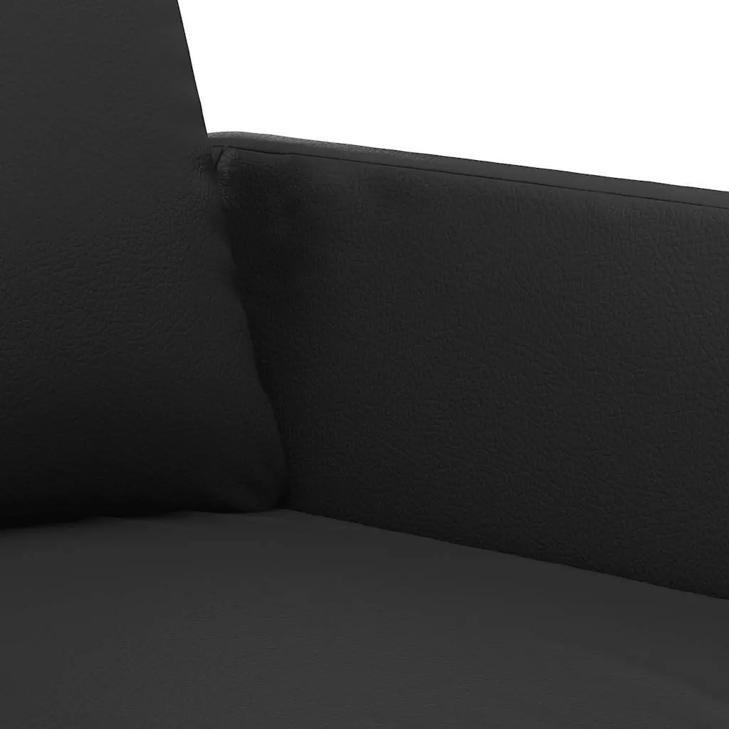 2 Piece Sofa Set Black Faux Leather Living Room