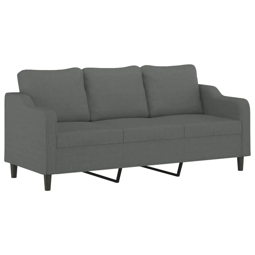3 Piece Sofa Set with Cushions Grey Fabric Living Room Furniture Lounge Seating