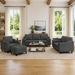 Specifications for 4 Piece Grey Fabric Lounge Suite