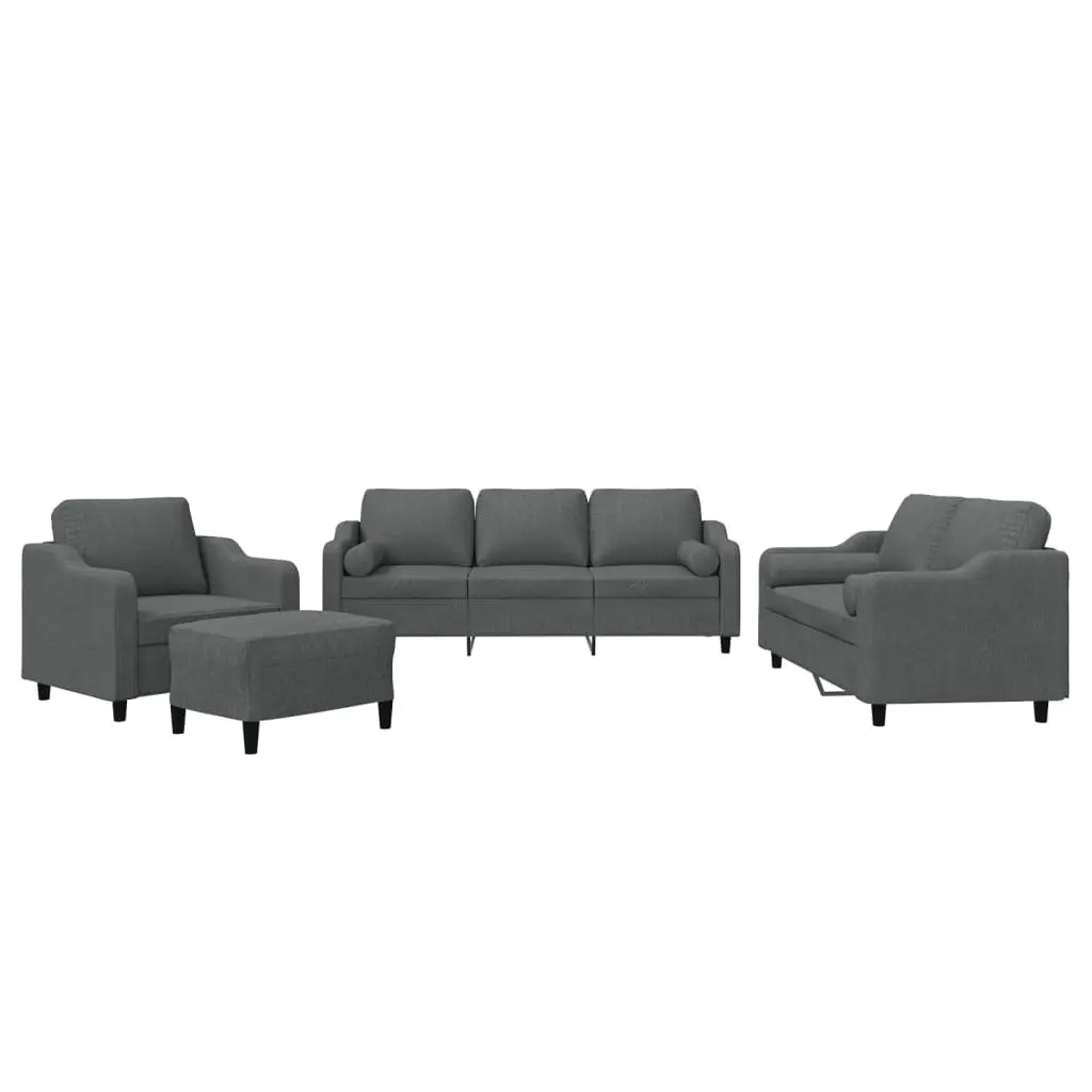 4 Piece Grey Fabric Lounge Suite