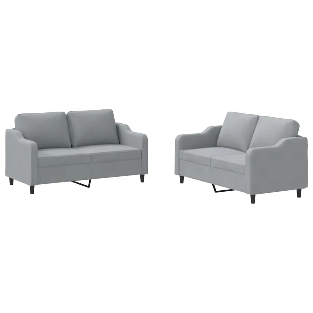 2 Piece Sofa Set for Living Room Grey Fabric