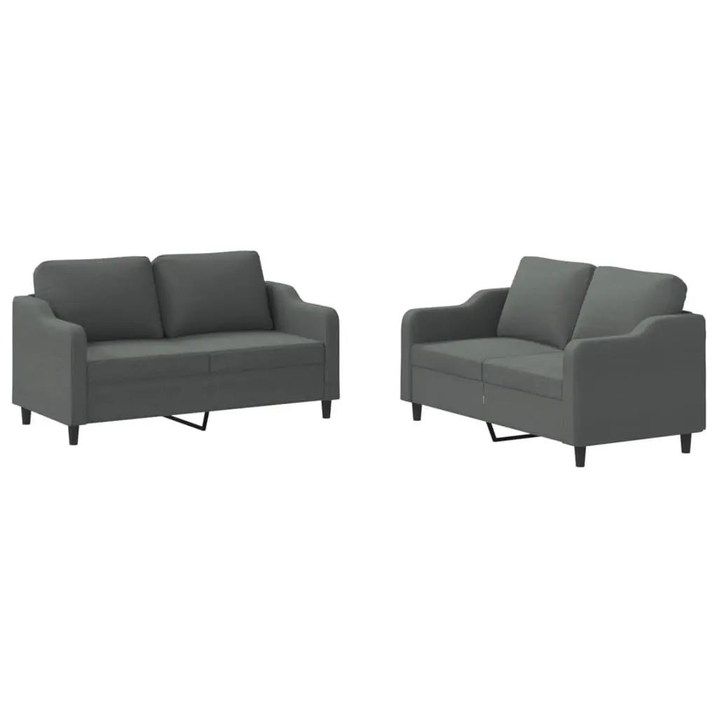 Grey 2 Piece Sofa Set with Cushioned Chairs