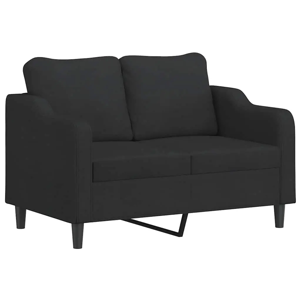 Black Fabric 2 Piece Sofa Set with Cushions