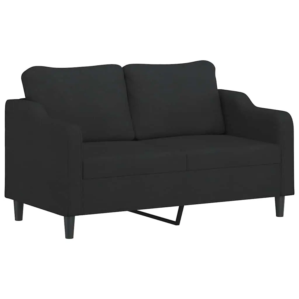 Black Fabric 2 Piece Sofa Set with Cushions