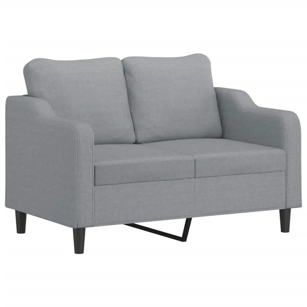 3 Piece Sofa Set Grey Fabric Lounge with Cushions Footstool Living Room