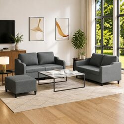 Specifications of 3 Piece Grey Fabric Sofa Set