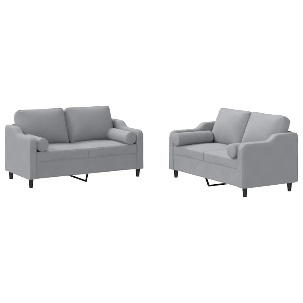 2 Piece Sofa Set in Light Grey Fabric