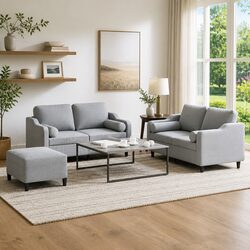 Specs of the 3 Piece Grey Sofa Set with Pillows