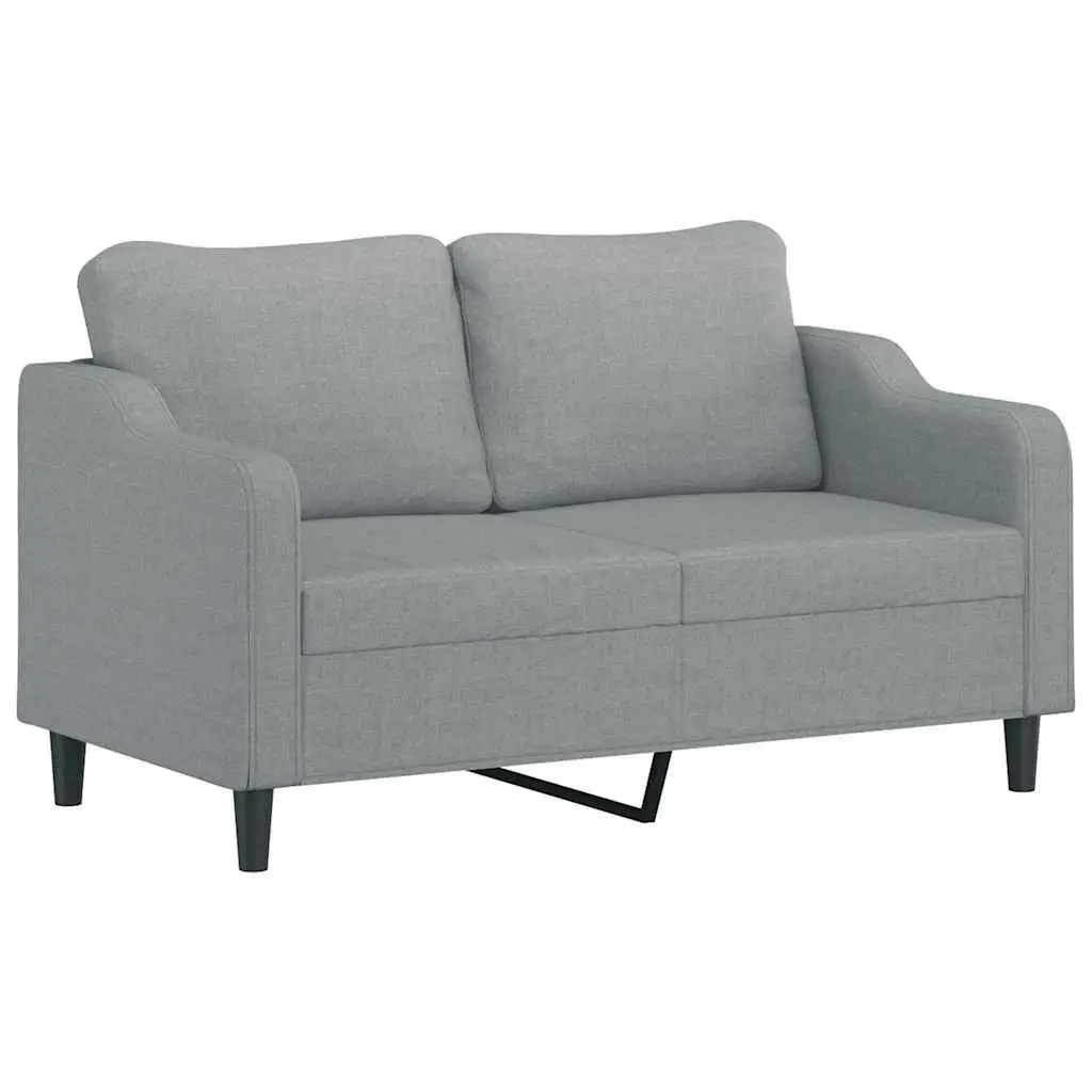 3 Piece Sofa Set with Pillows and Footstool Grey Fabric Living Room Lounge