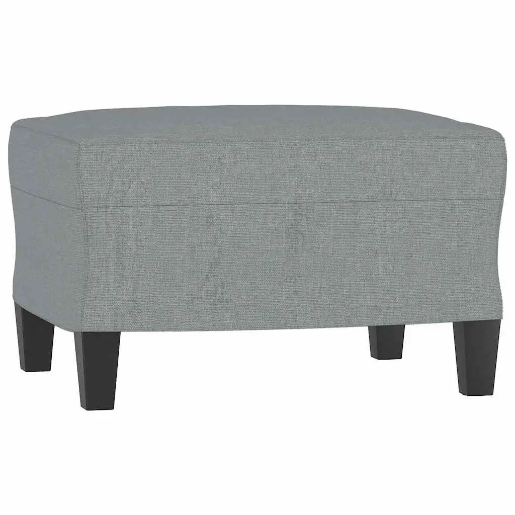 3 Piece Sofa Set with Pillows and Footstool Grey Fabric Living Room Lounge