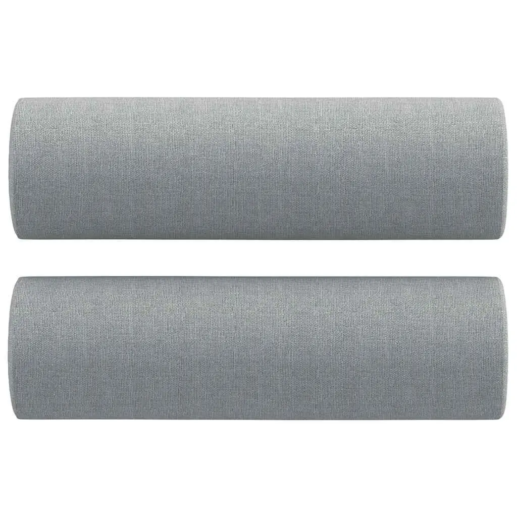 3 Piece Sofa Set with Pillows and Footstool Grey Fabric Living Room Lounge