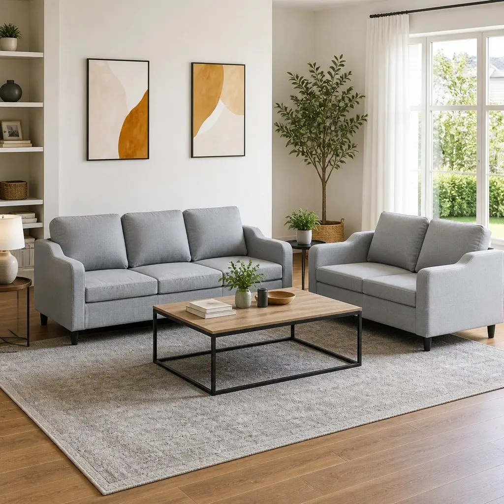 2 Piece Grey Sofa Set