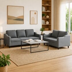 2 Piece Sofa Set Specifications: Grey Fabric Comfort