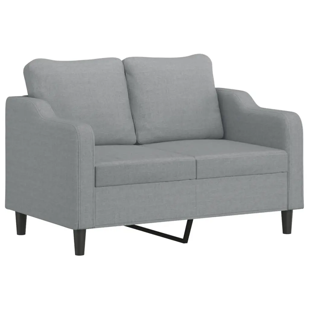 3 Piece Sofa Set with Cushions Grey Fabric Living Room Furniture Footstool
