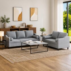 Specifications of 2-Piece Grey Sofa Set with Pillows